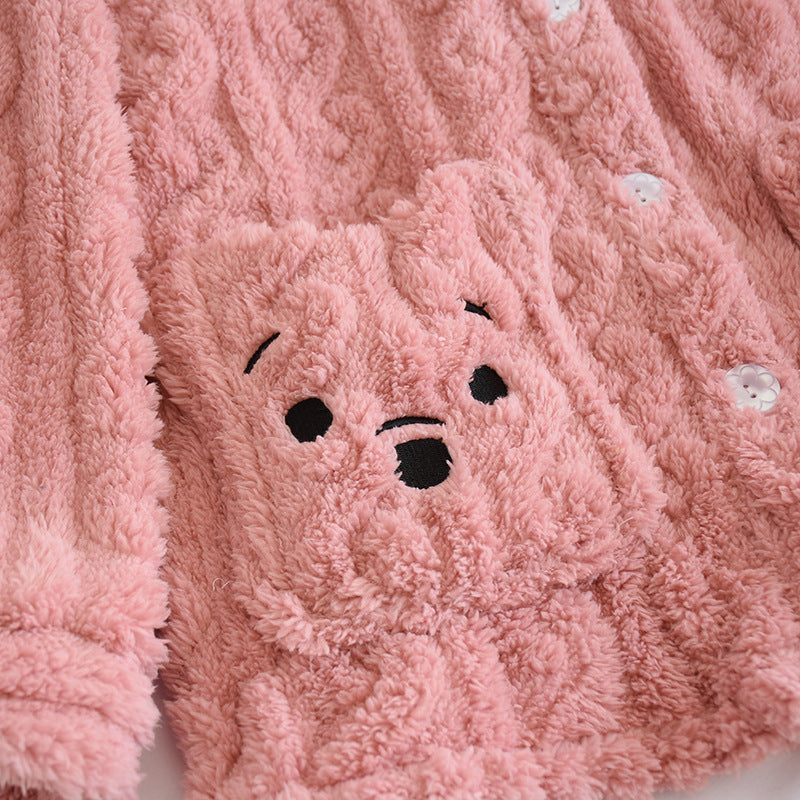 Sevimli Peluş Uzun Pijama Takımı