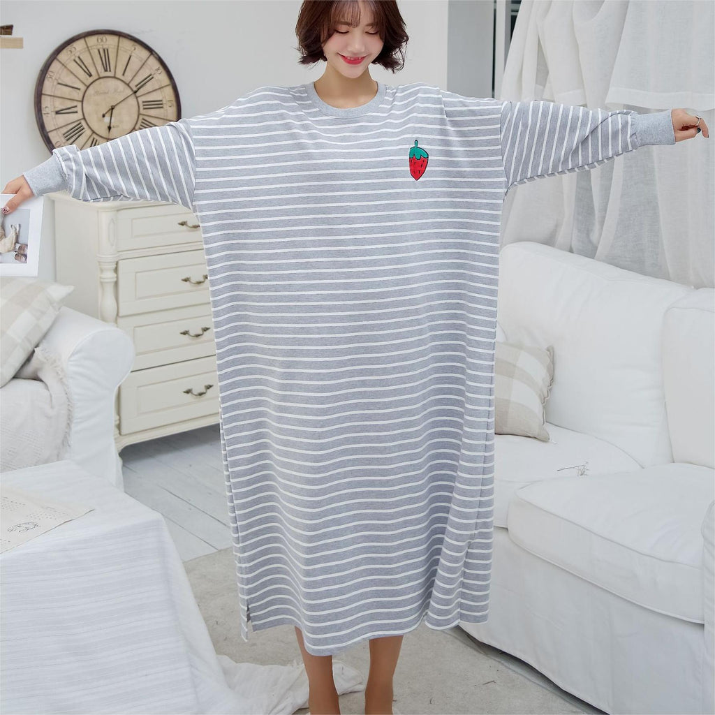 Striped Long Sleeve Nightdress