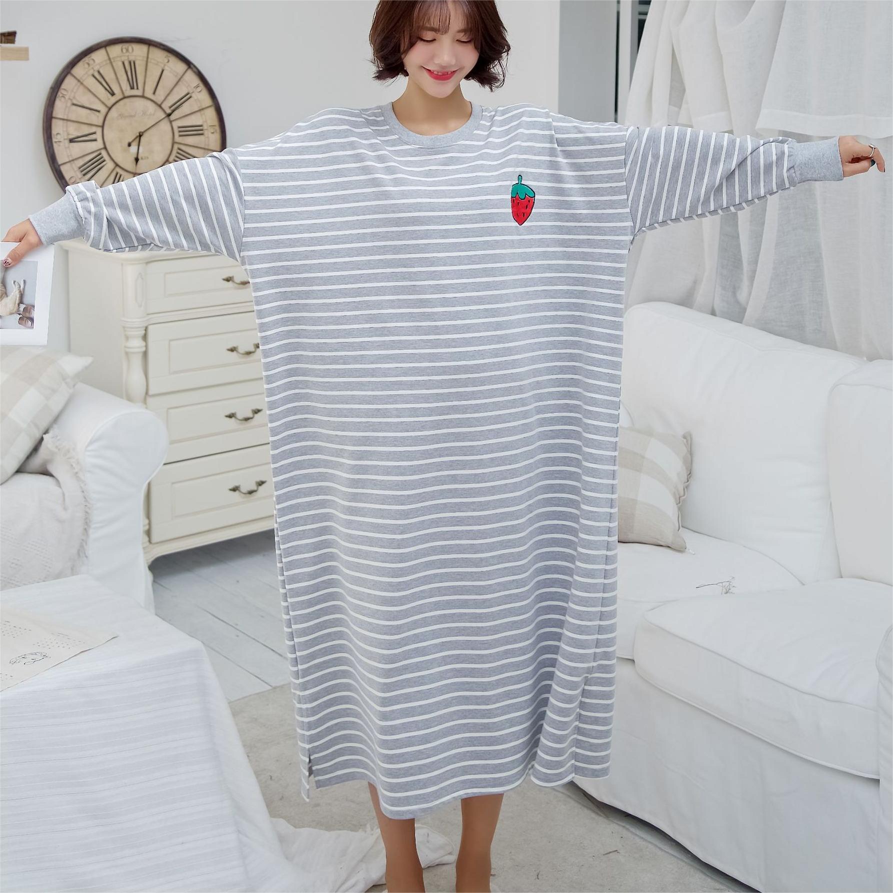 Striped Long Sleeve Nightdress