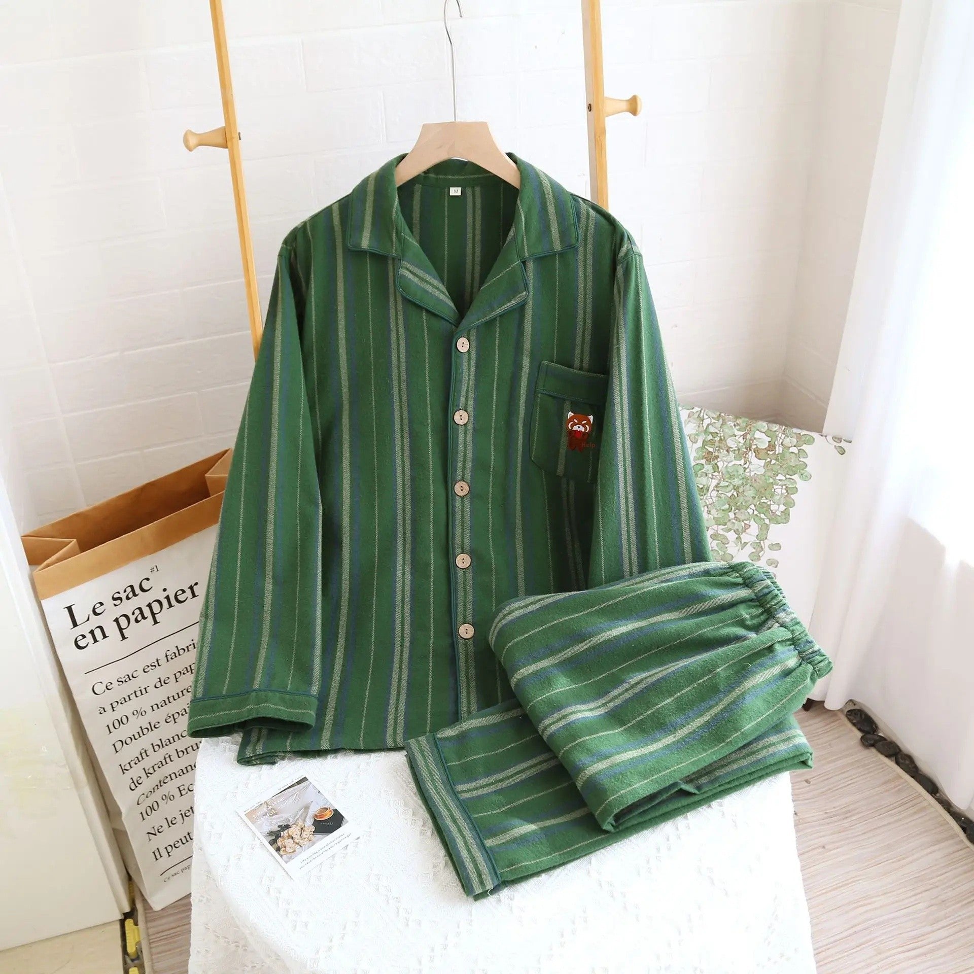 Denim Striped Pajama Set