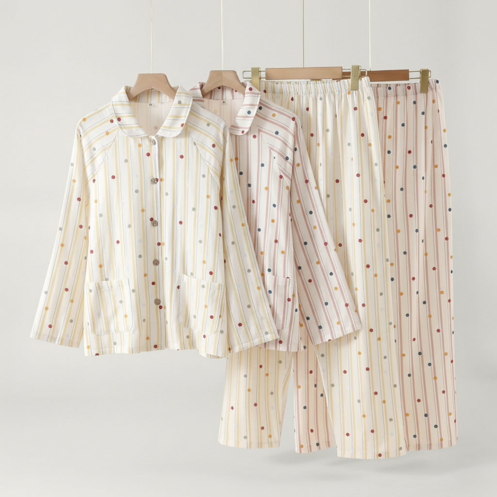 Yakalı Çizgili Pijama Takımı