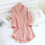 Striped Lapel Nightdress