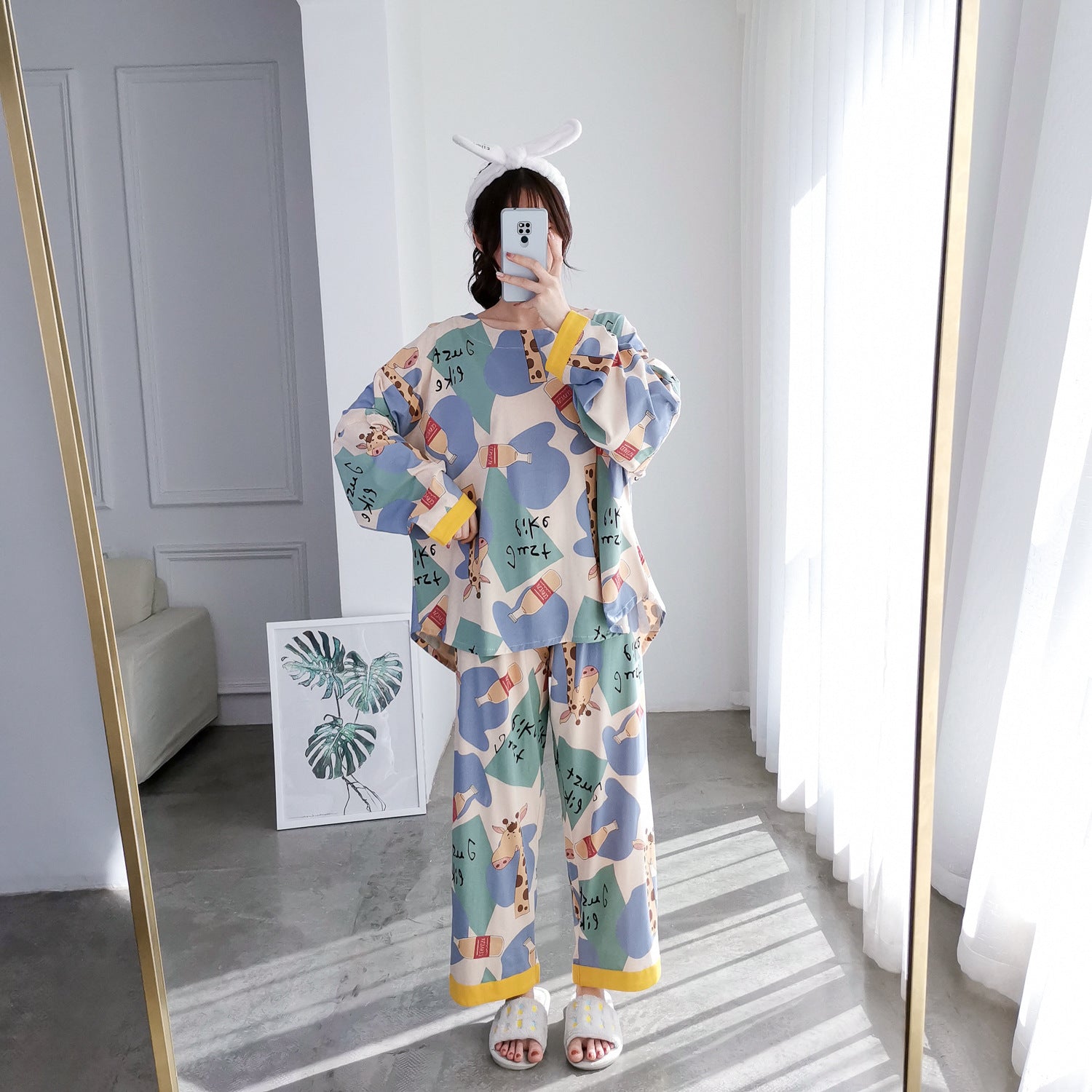 Plus Size Cute Giraffe Pajama Set