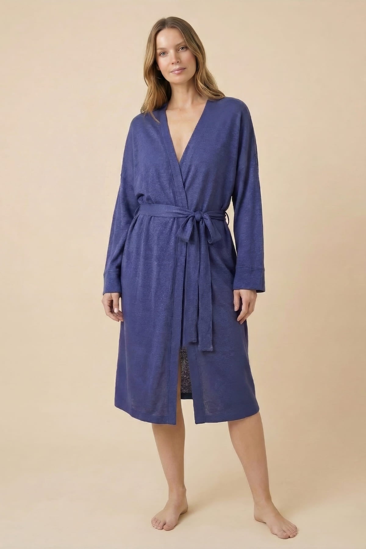 Keten Triko Kimono - Lacivert