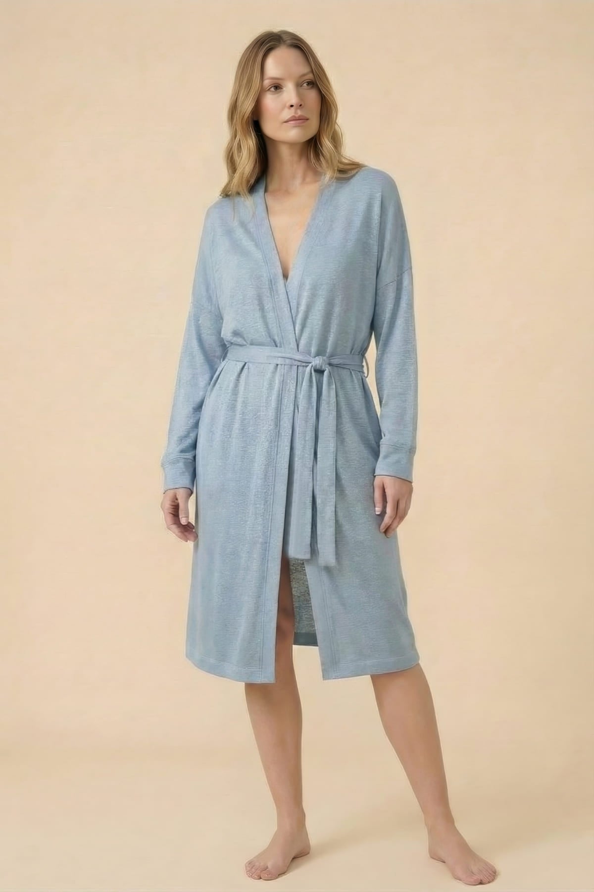 Keten Triko Kimono - Mavi