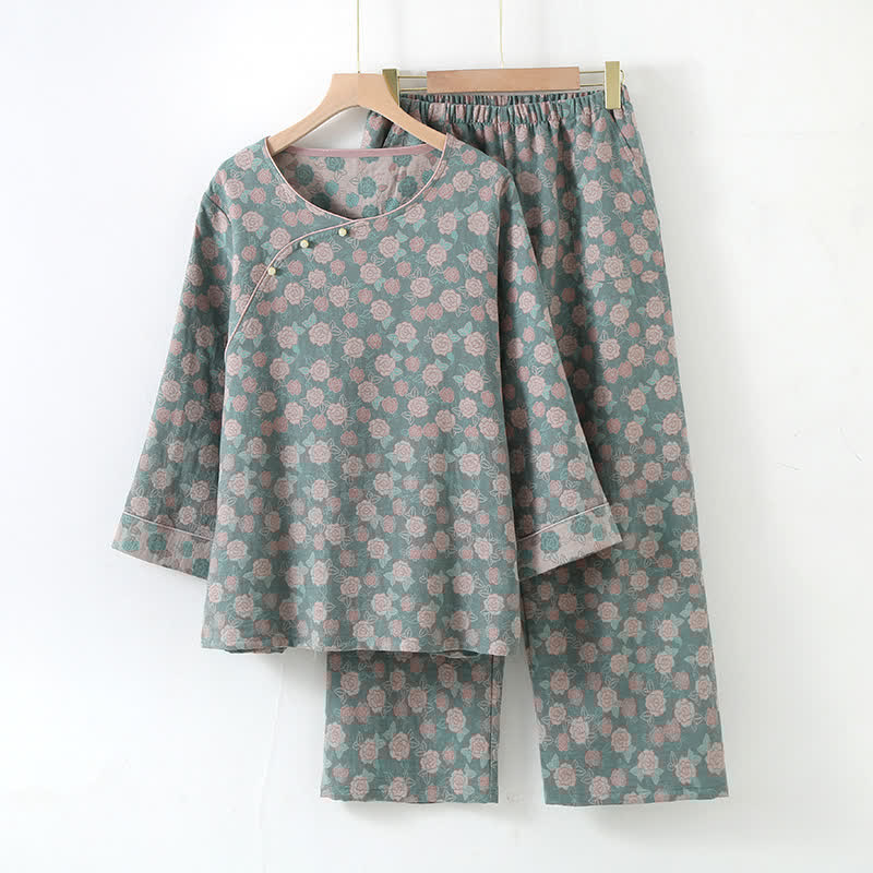 Vintage Patterned Cotton Kimono Set