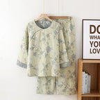 Leaf Jacquard Kimono Set