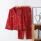 Uzun Kollu Desenli Pijama Takımı