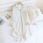 Striped Lapel Nightdress