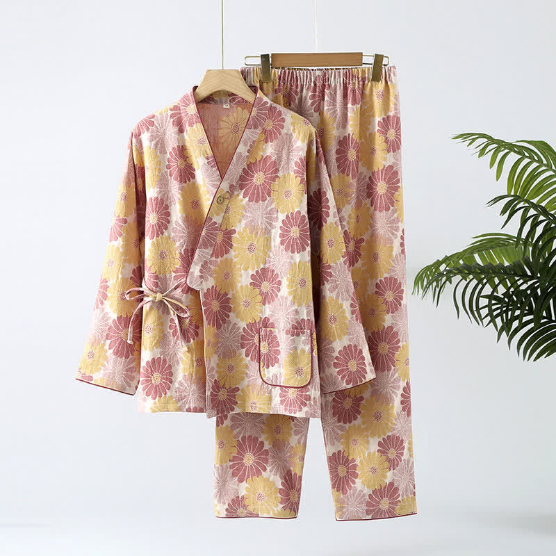Floral Patterned Kimono Set