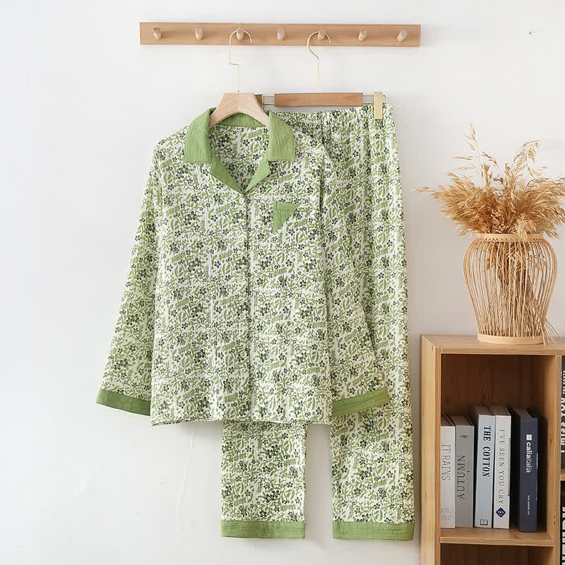 Pastoral Style Floral Loungewear Set