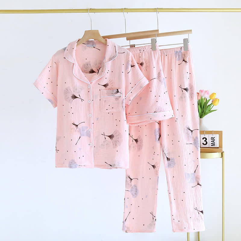 Ginkgo Yapraklı Pijama Takımı (3 Parça)