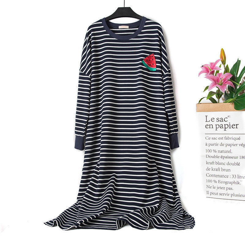 Striped Long Sleeve Nightdress