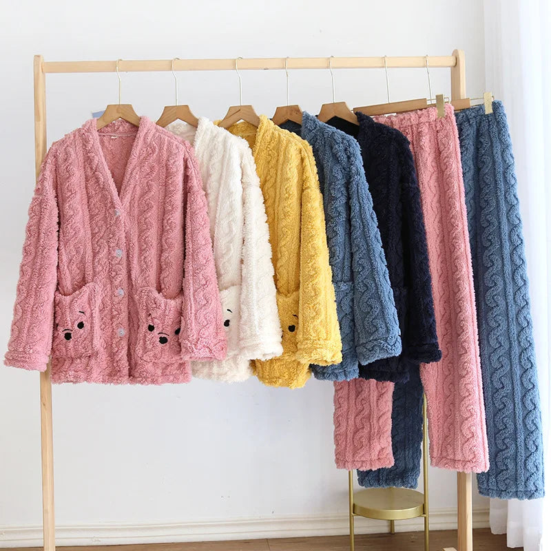 Sevimli Peluş Uzun Pijama Takımı