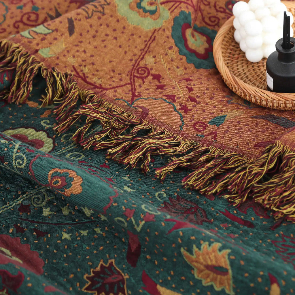 Çiçek Desenli Tül Pamuklu Havlu Battaniye