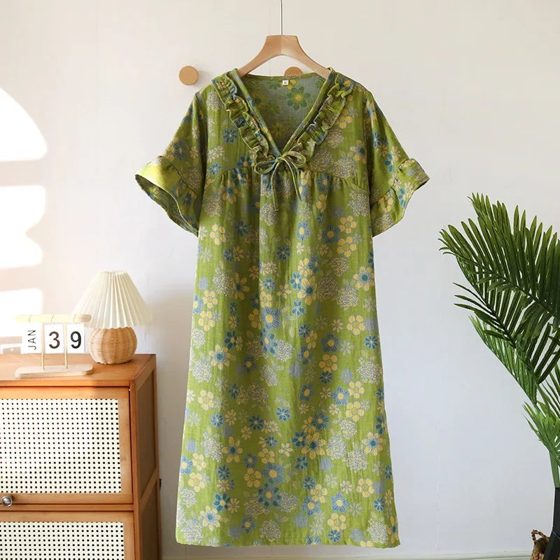 Çicek Baskılı Kısa Kol Gecelik