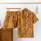 Kısa Kollu Çiçekli Pamuklu Pijama Takımı