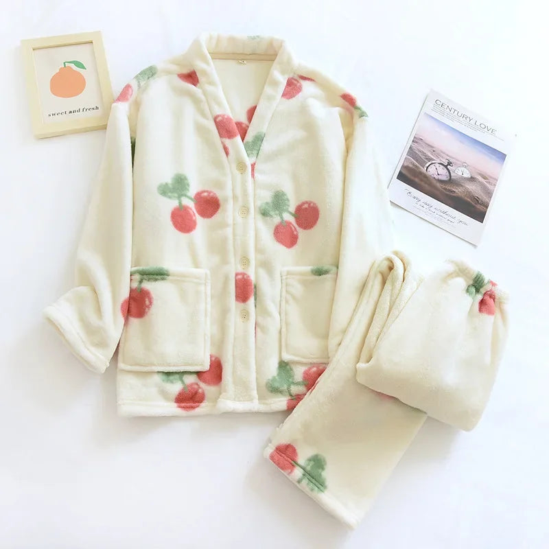 Cherry Pelüş Pijama Takımı