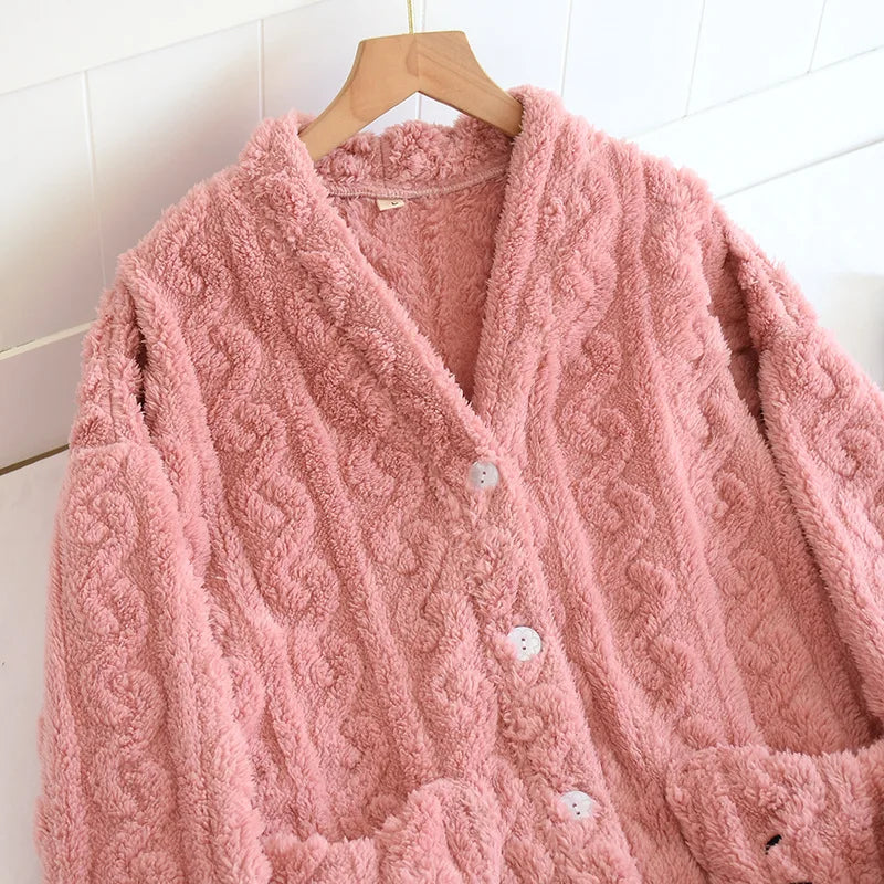 Sevimli Peluş Uzun Pijama Takımı