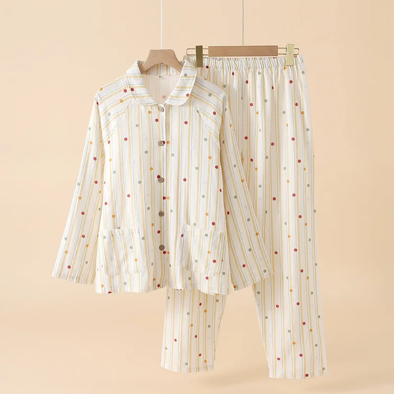 Yakalı Çizgili Pijama Takımı