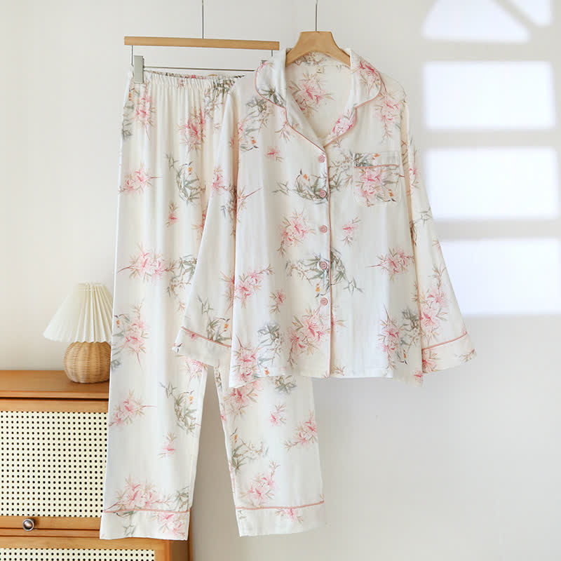 Zarif Kiraz Çiçeği Pijama Takımı