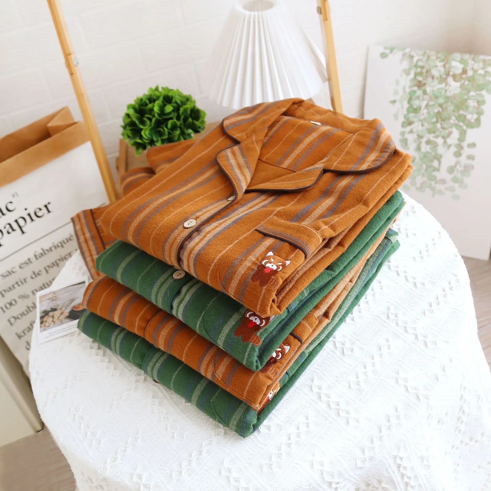 Denim Striped Pajama Set