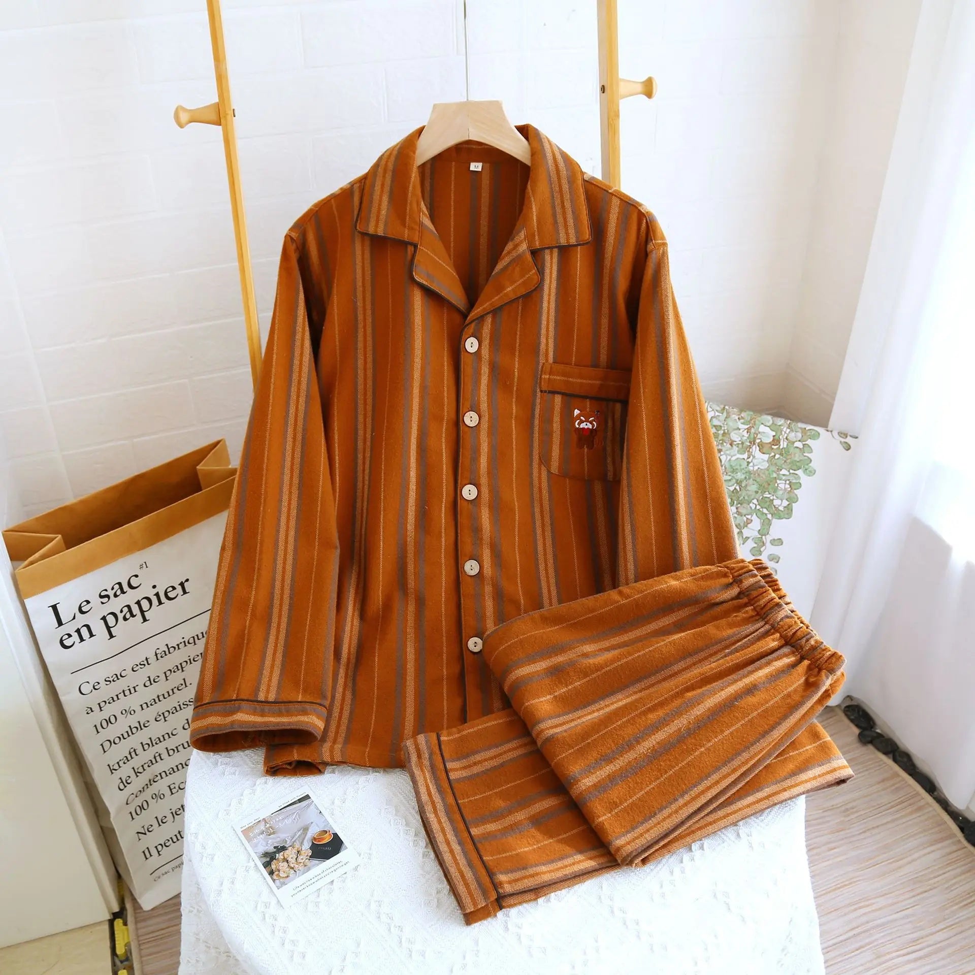 Denim Striped Pajama Set