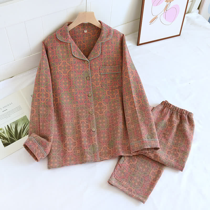 Retro Vintage Cotton Loungewear Set