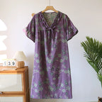 Çicek Baskılı Kısa Kol Gecelik