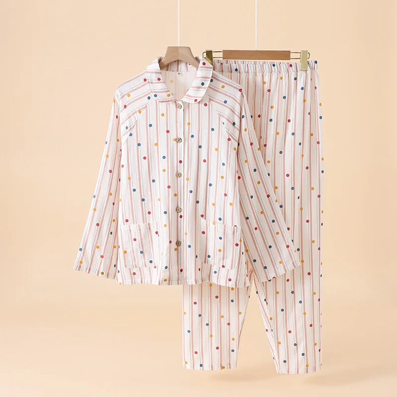 Yakalı Çizgili Pijama Takımı