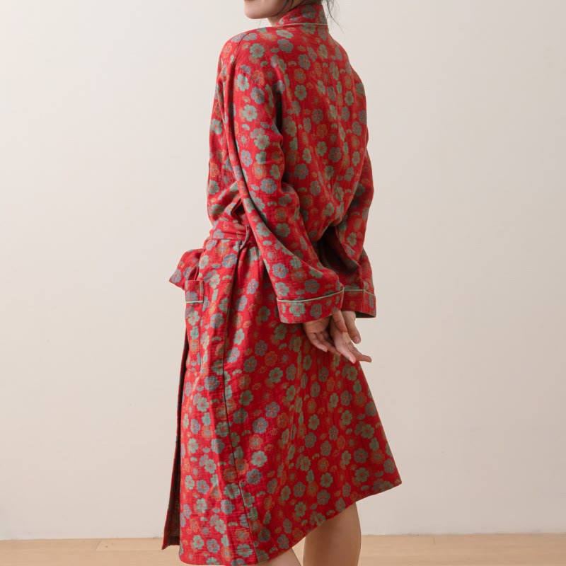 Red Plum Bossom Cotton Sabahlık