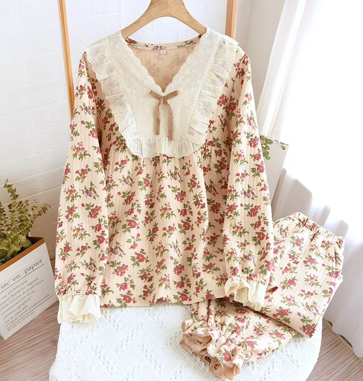 Vintage Rose Garden Cotton Loungewear Set