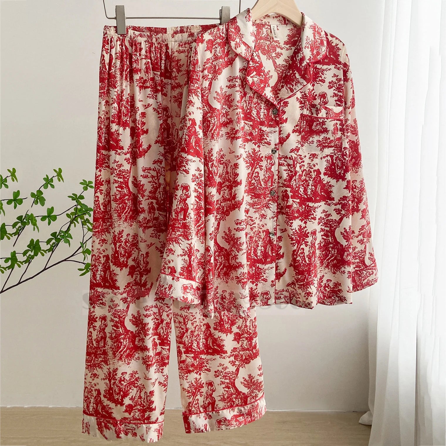 Red Leaves Pajama Set